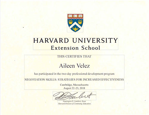 Harvard Certificate