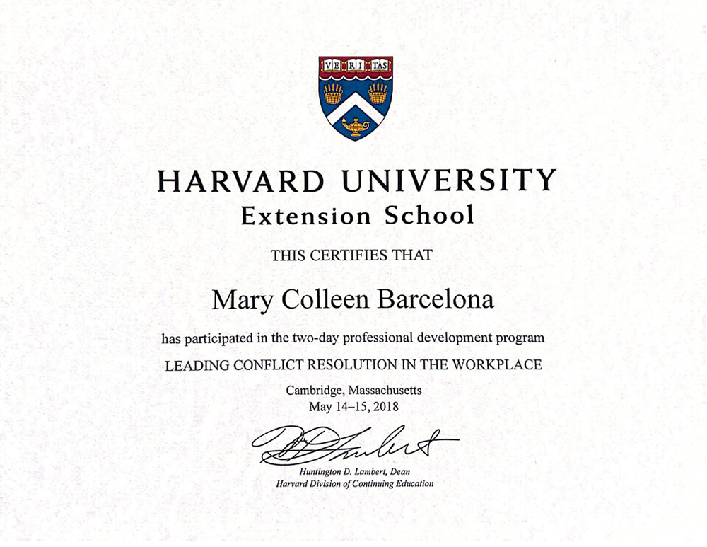 Harvard Certificate