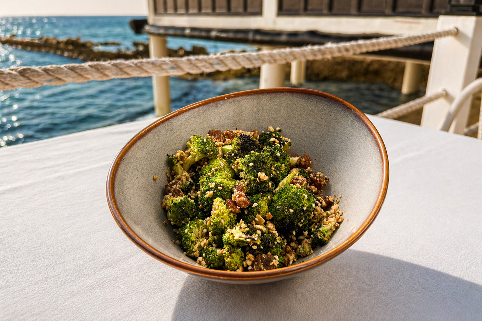 Seared Broccoli with Nuts and Dates