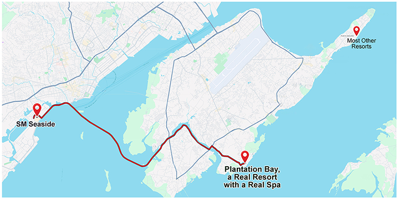 Map showing Plantation Bay location relative to Cebu City