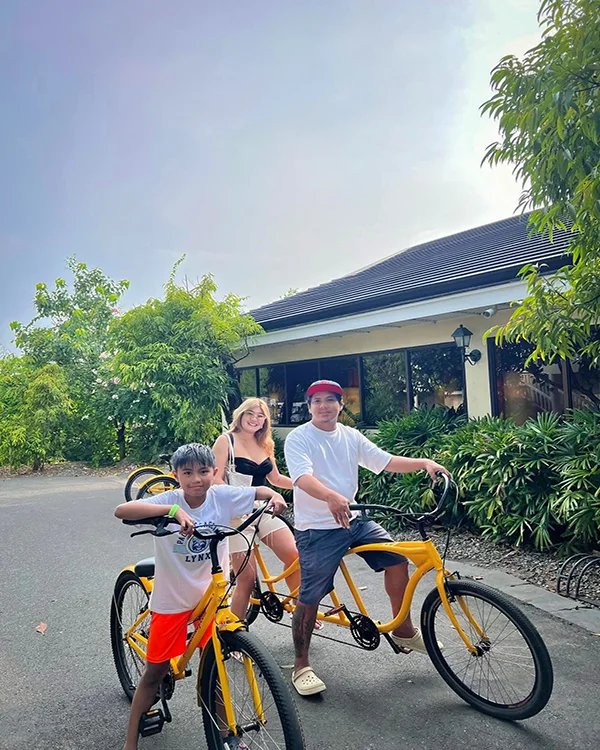 Guests biking around the resort