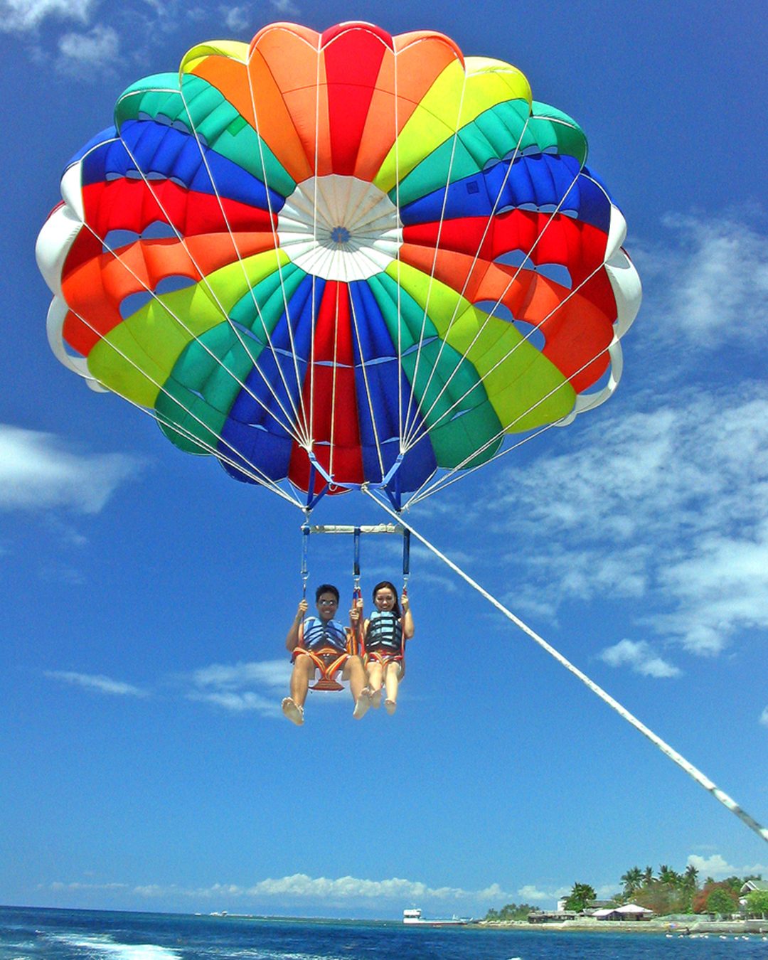 Parasailing over the sea