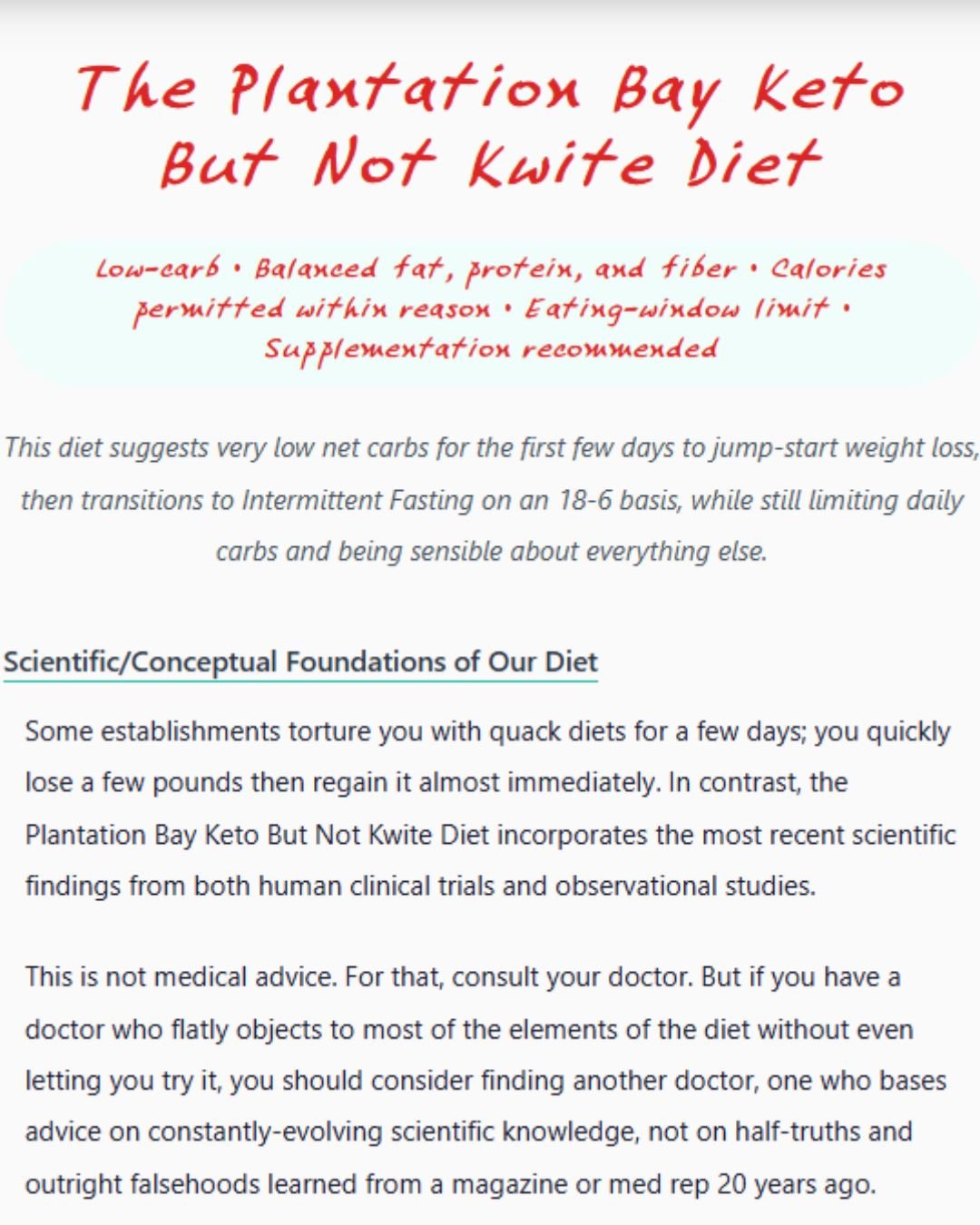 The Plantation Bay Keto-But-Not-Kwite Diet