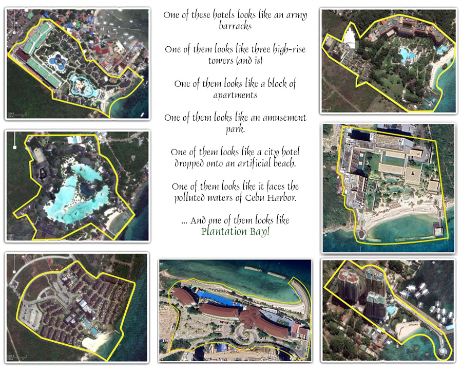 Google Satellite comparison of Mactan resorts