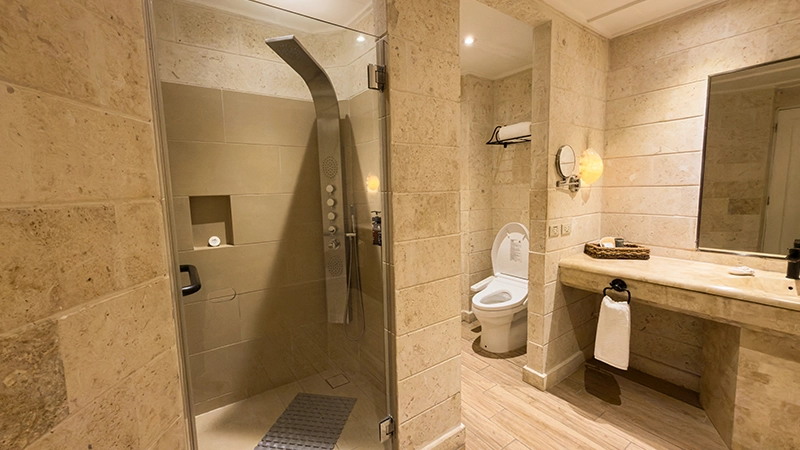 Beachside Two-Bedroom Suite bathroom with glass walk-in shower