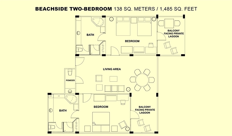 Beachside Two-Bedroom Suite floor plan and layout