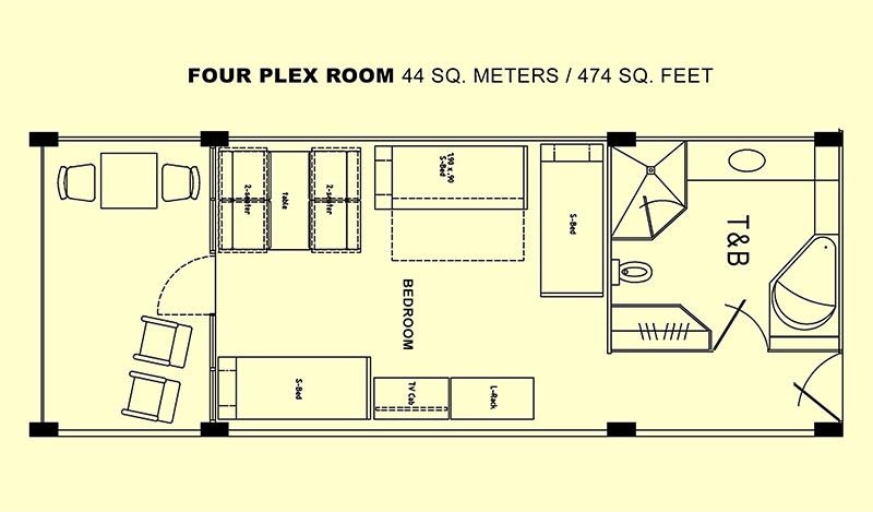 Fourplex Room floor plan and layout