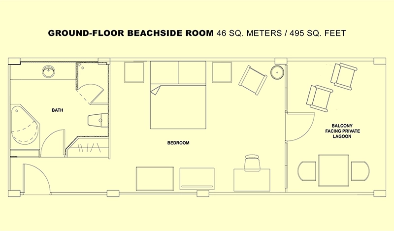Ground-Floor Beachside Room floor plan and layout