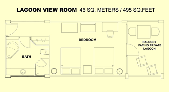 Upper-Level Beachside Room floor plan and layout