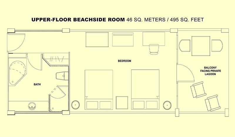 Upper-Level Beachside Room floor plan and layout